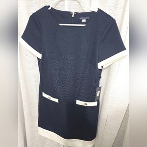 Elegant Tomy Hilfiger Navy Blue Dress with White Accents NWT Sailor
